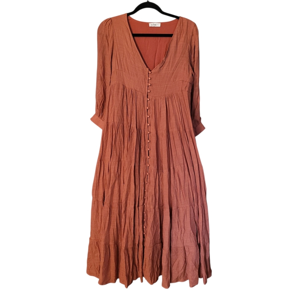 In Loom Prairiecore tiered rust maxi dress- S.          G69